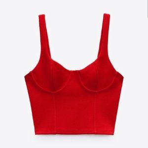 Zara Red Bustier Sweetheart Crop Top